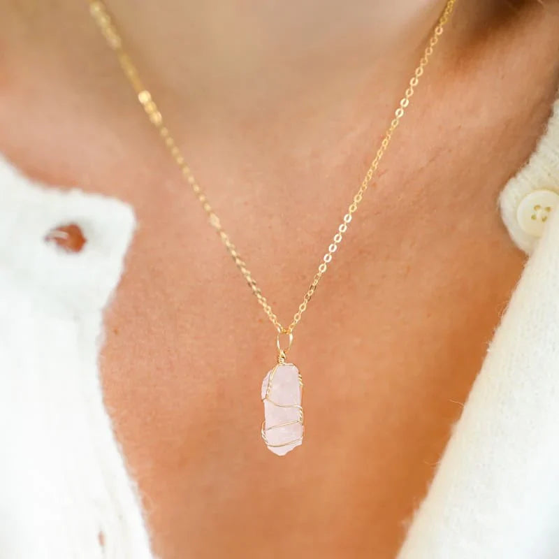 Pendentif Quartz Rose Brut