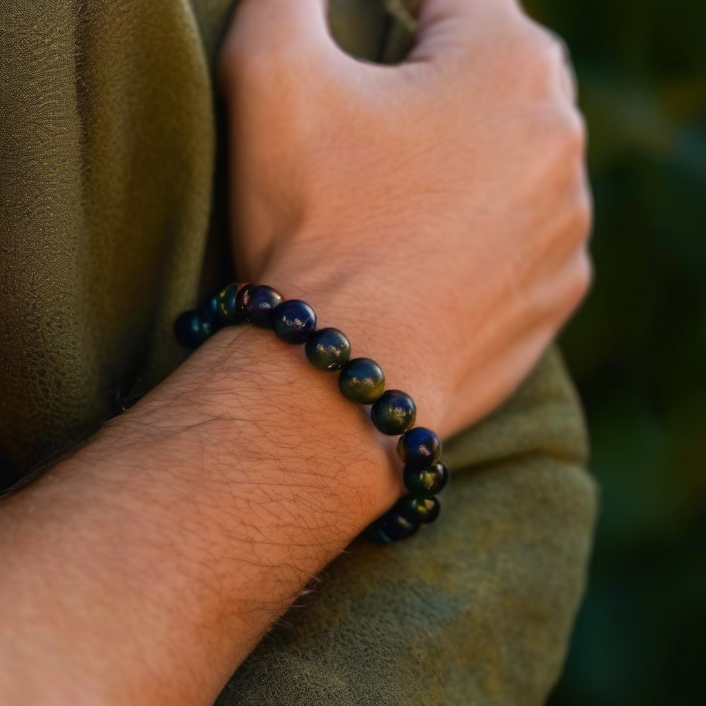 Bracelet Obsidienne Dorée