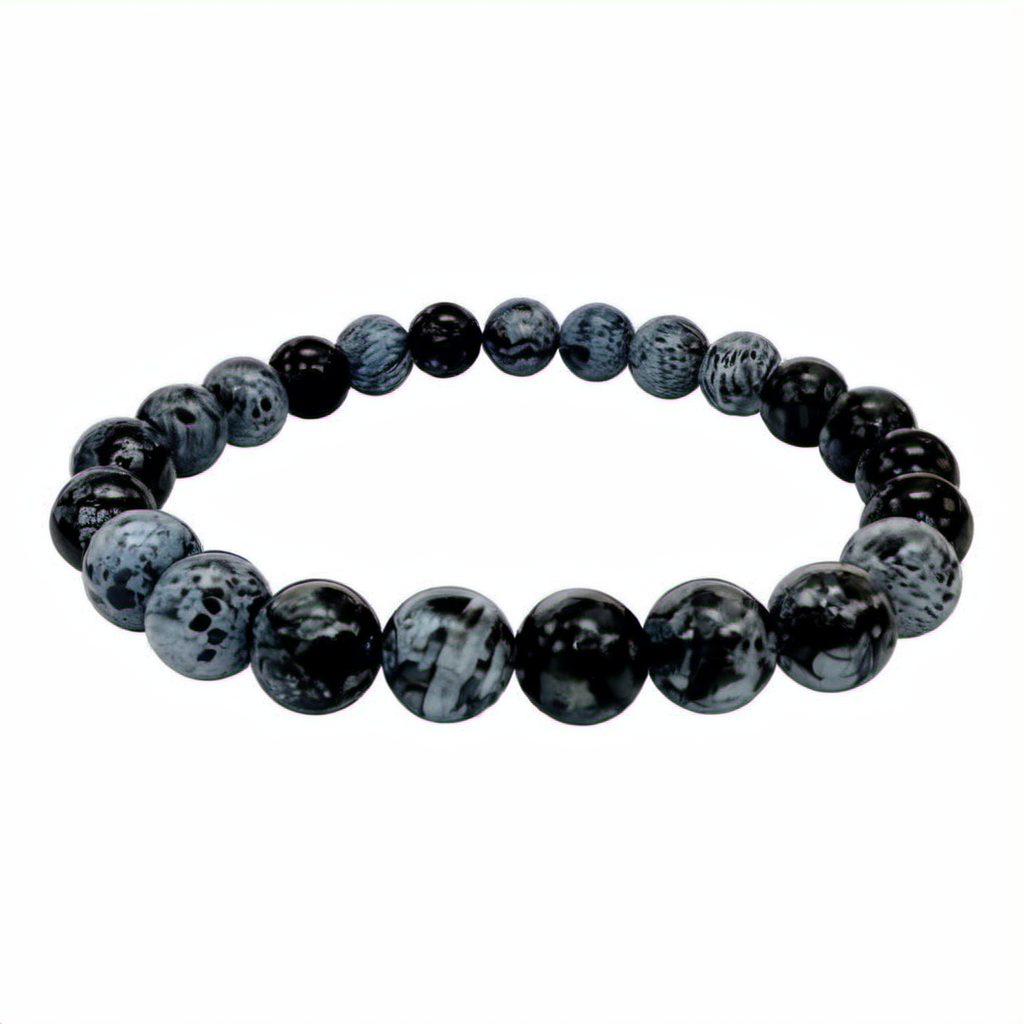 Bracelet Obsidienne Flocon de Neige